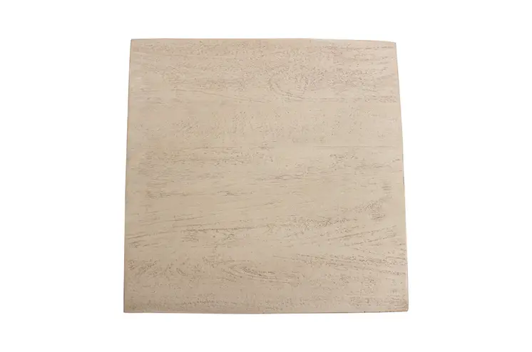 16" Natural Distressed Solid Wood Square Block End Table