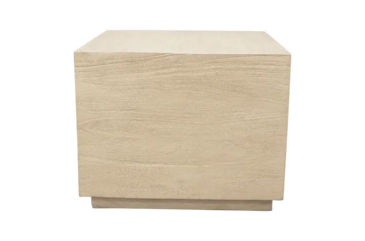16" Natural Distressed Solid Wood Square Block End Table