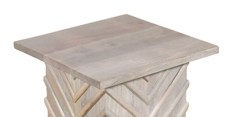 24" White Distressed Solid Wood Square End Table