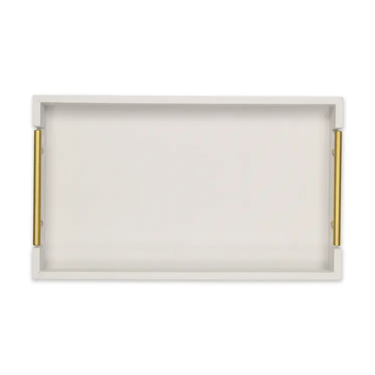 16" Wood Faux Shagreen Serving Tray With Handles