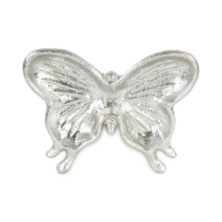 6" Silver Cast Iron Butterfly Handmade Trinket Tray