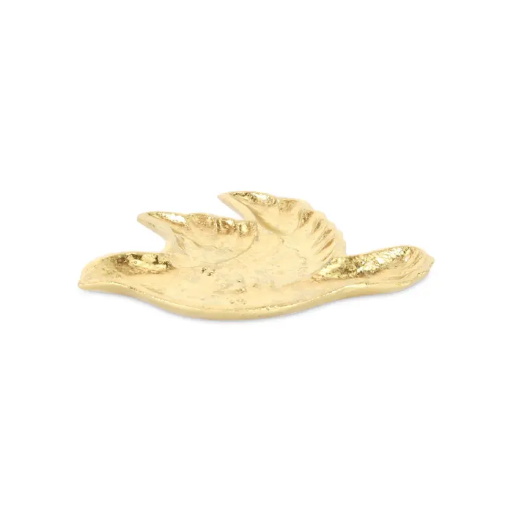 7" Gold Cast Iron Dove Handmade Trinket Tray
