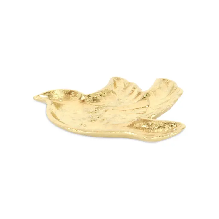 7" Gold Cast Iron Dove Handmade Trinket Tray