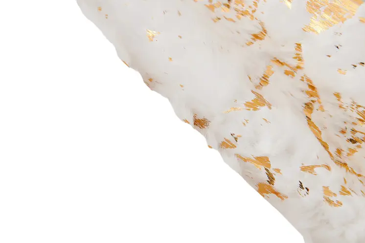 22" White And Gold Abstract Faux Fur Throw Pillow