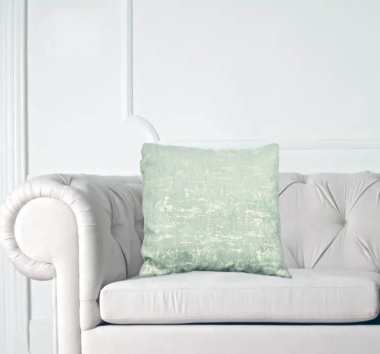 18" Mint Green and Tan Abstract Chenille Throw Pillow