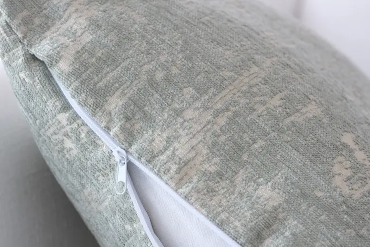 18" Mint Green and Tan Abstract Chenille Throw Pillow