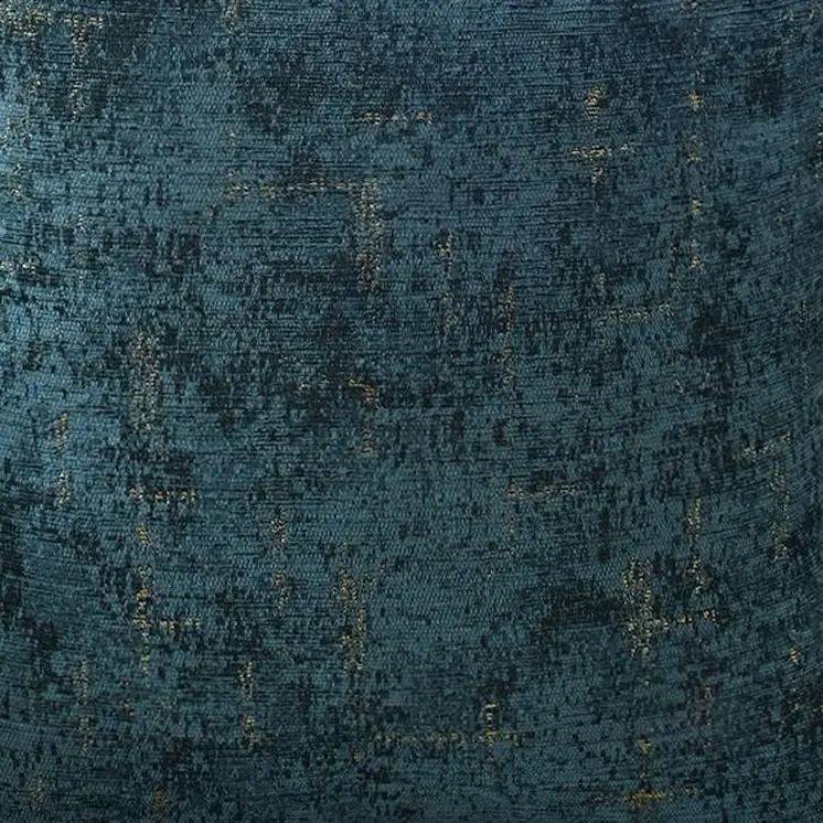 18" Teal Blue And Gold Abstract Chenille Throw Pillow