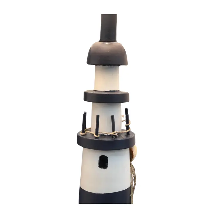 Set of Two 30" Blue And White Lighthouse USB Table Lamps With Cream Cone Shade
