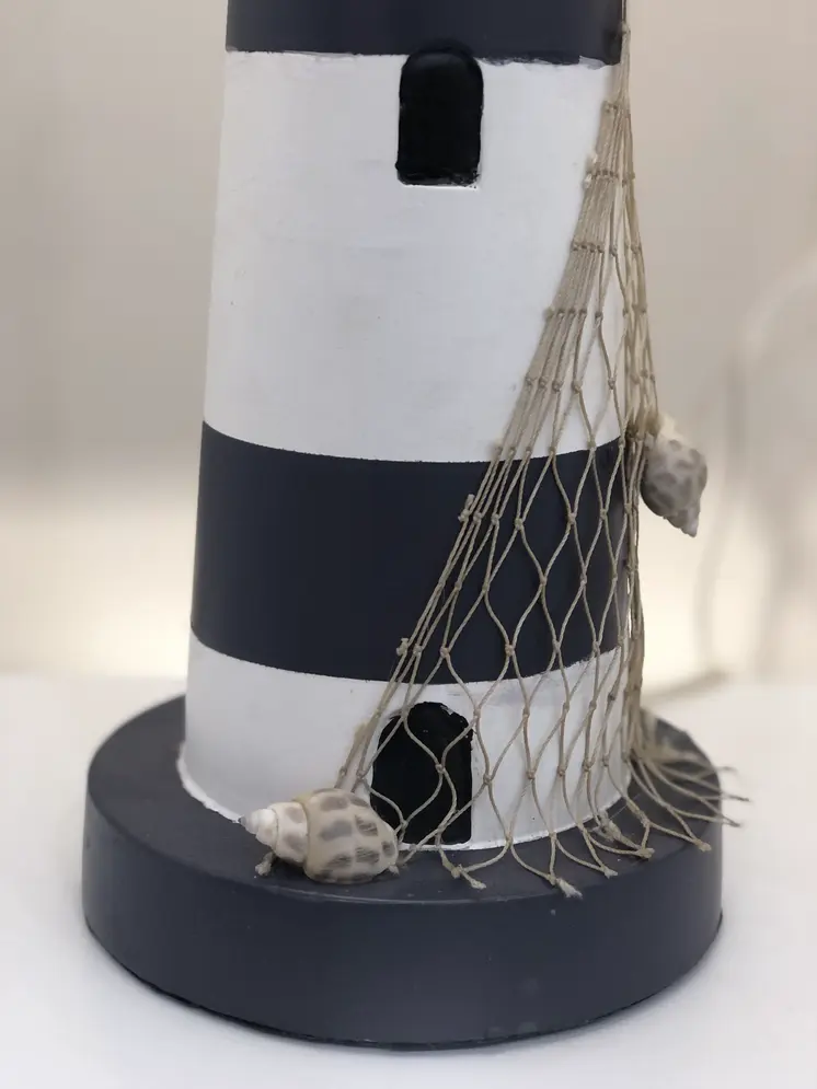 Set of Two 30" Blue And White Lighthouse USB Table Lamps With Cream Cone Shade