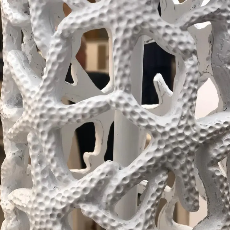 Set of Two 30" White Coastal Starfish Table Lamps With White Drum Shades
