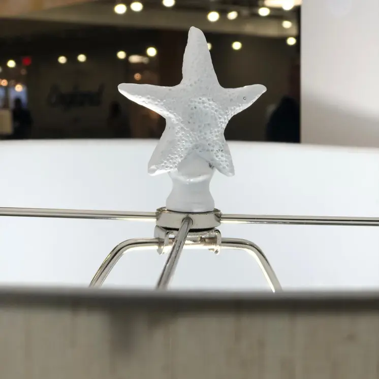 Set of Two 30" White Coastal Starfish Table Lamps With White Drum Shades