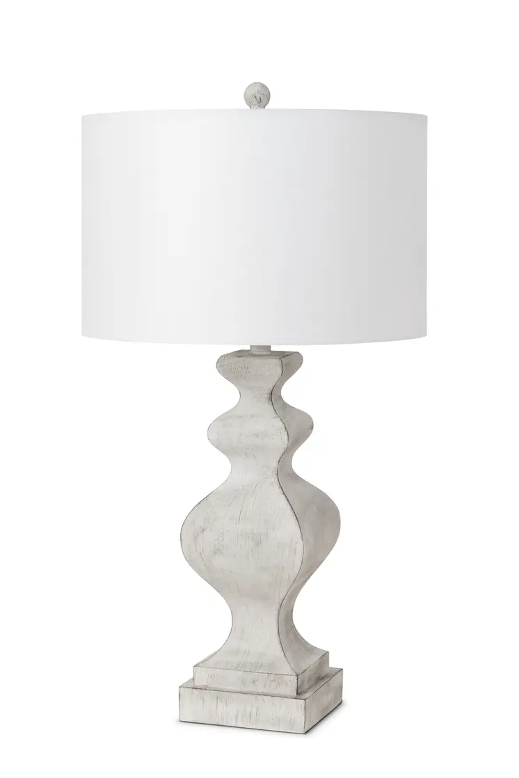 Set of Two 30" Distressed White Table Lamp USB With White Cone Shade