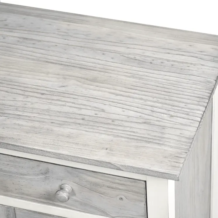 28" White And Gray Solid Wood One Drawer Nightstand With USB