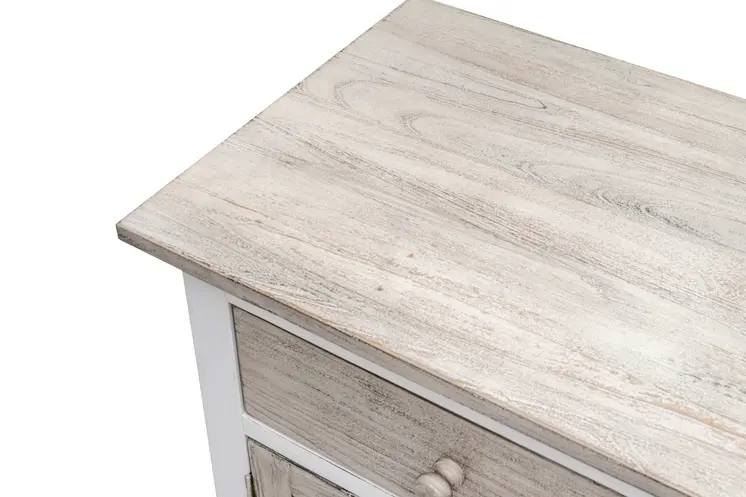 28" White And Gray Solid Wood One Drawer Nightstand With USB