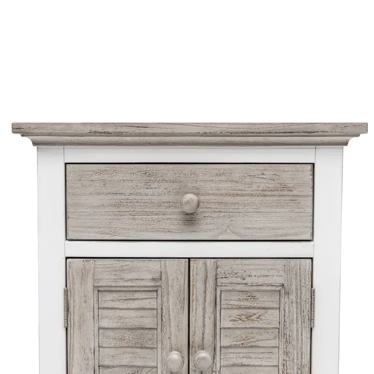 28" White And Gray Solid Wood One Drawer Nightstand With USB