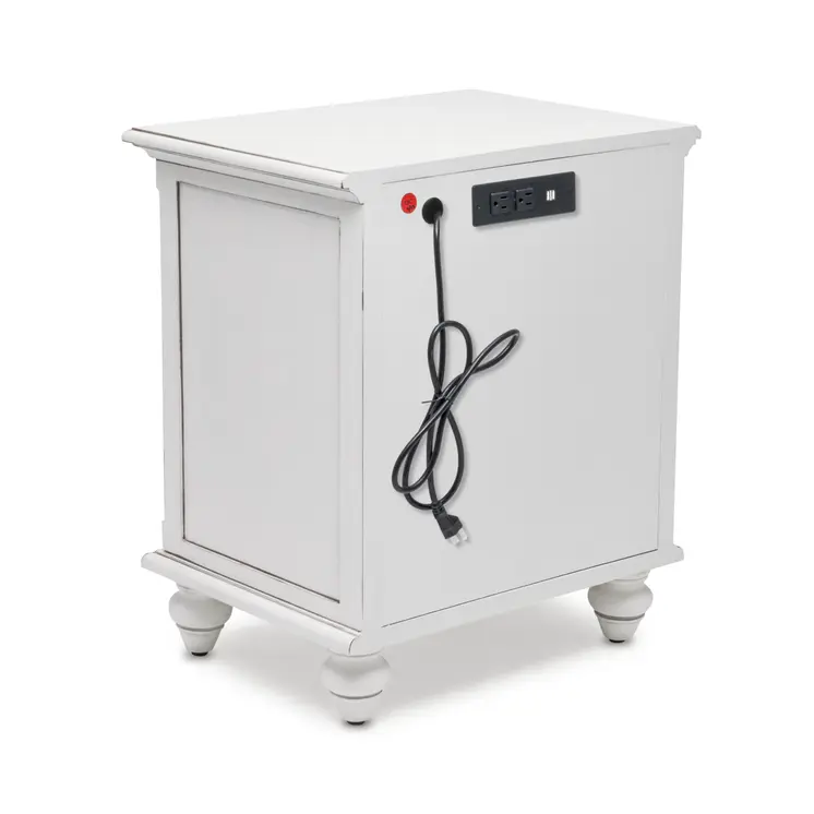 28" White Solid Wood Distressed Two Drawer Nightstand With USB Port