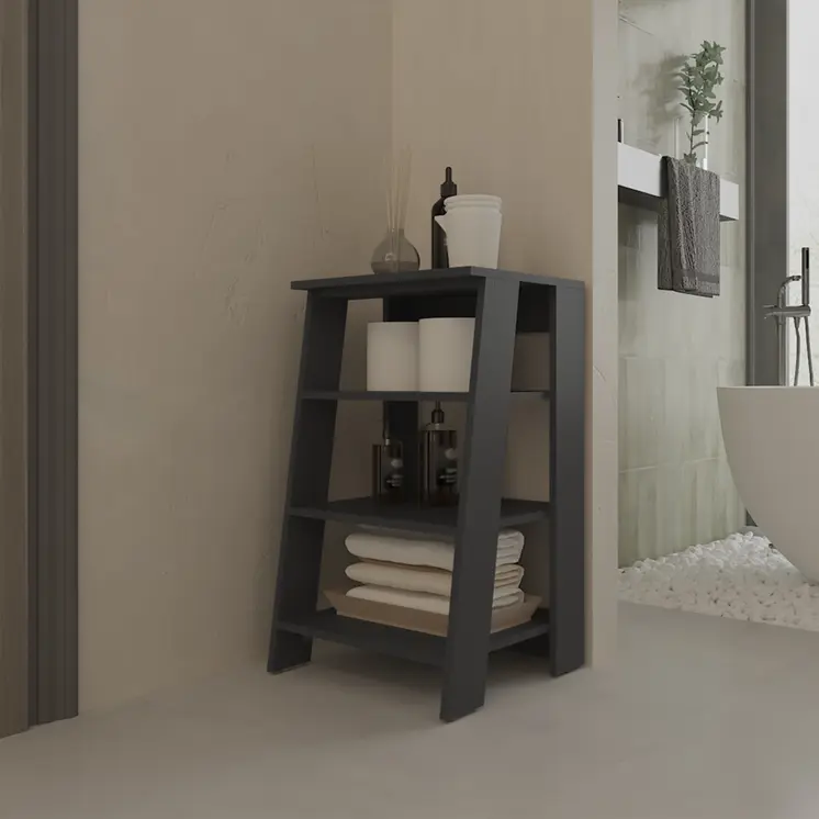 17" Black Wood Freestanding Bathroom Vanity