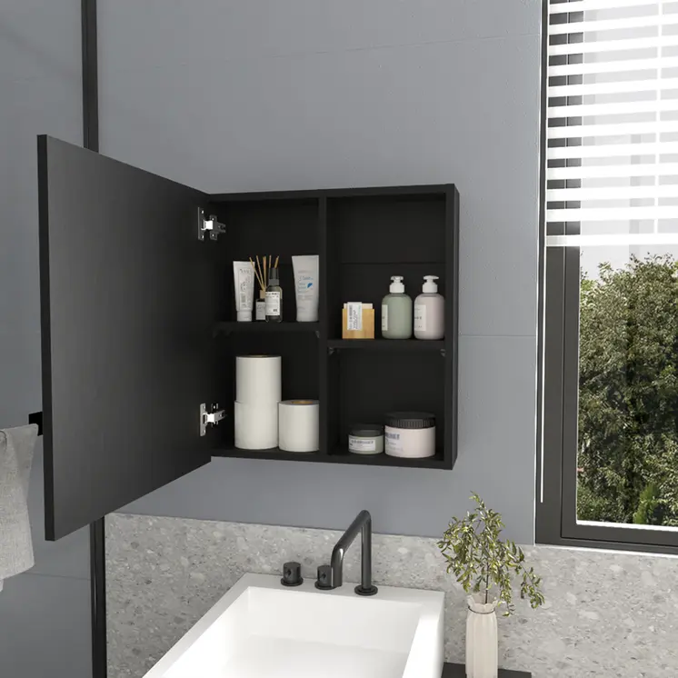 20" Black Wood Floating Bathroom Vanity