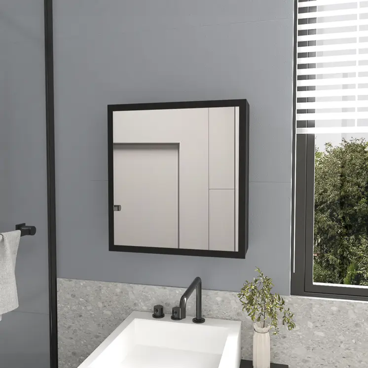 20" Black Wood Floating Bathroom Vanity