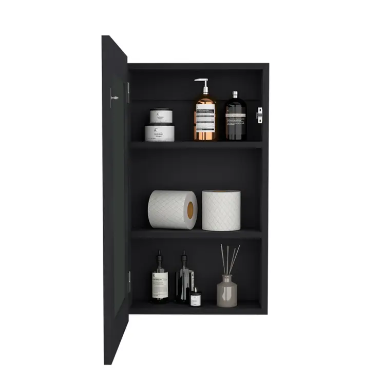 15" Black Wood Floating Bathroom Vanity