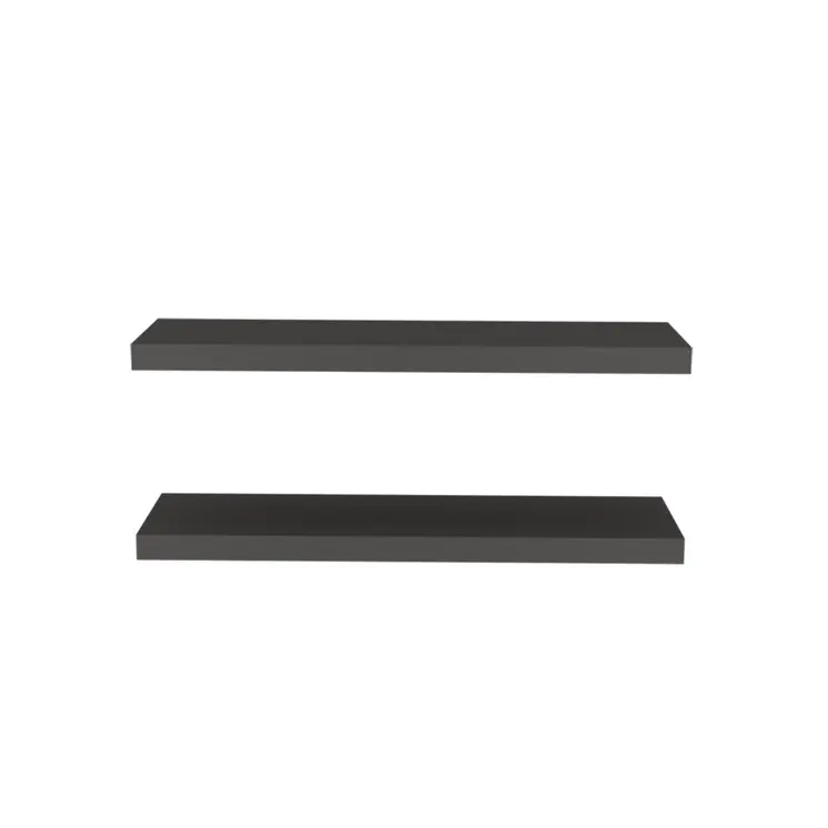 32" Set Of Two Dark Gray Wood Wall Mounted Floating Shelf