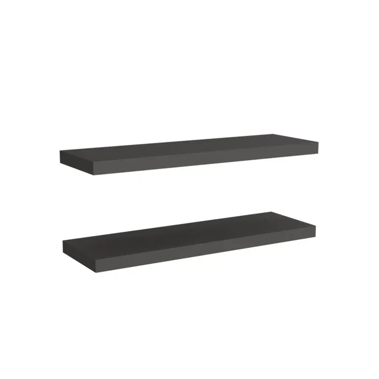 32" Set Of Two Dark Gray Wood Wall Mounted Floating Shelf