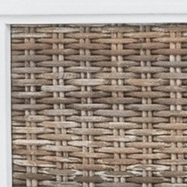 White and Brown Inlaid Panels Solid Wood Queen Bed Frame