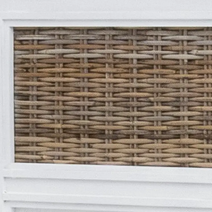White Ribbed Texture Solid Wood King Bed Frame