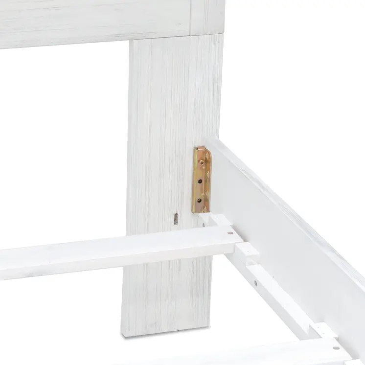 White Plantation Shutter Distressed Solid Wood Queen Bed Frame
