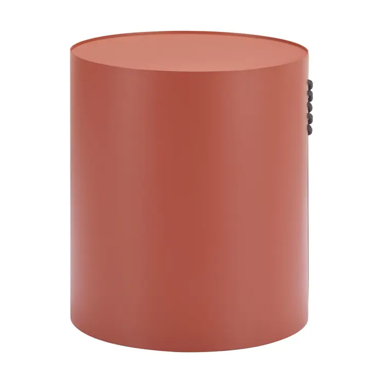 19" Brown Aluminum Round Drum End Table