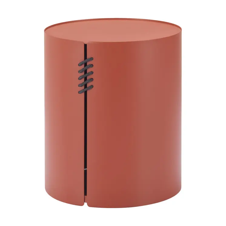 19" Brown Aluminum Round Drum End Table