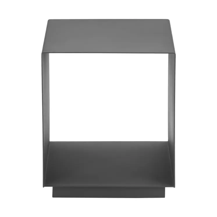 17" Charcoal Aluminum Square End Table With Shelf