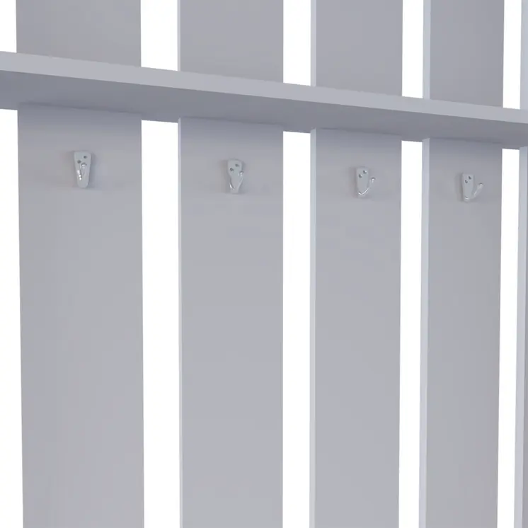 68" Gray Wood Four Hook Coat And Shoe Rack