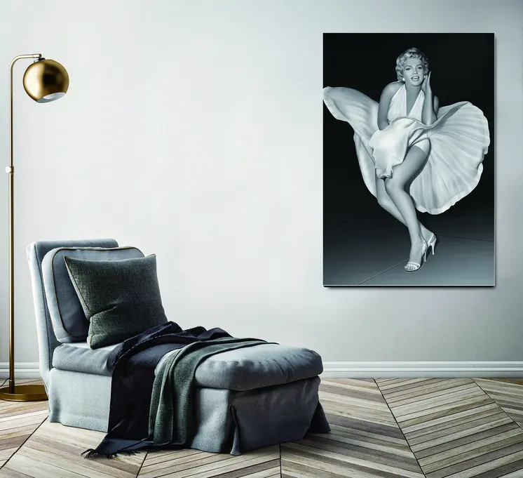 White Dress of Marilyn Monroe Gold Framed Wall Art