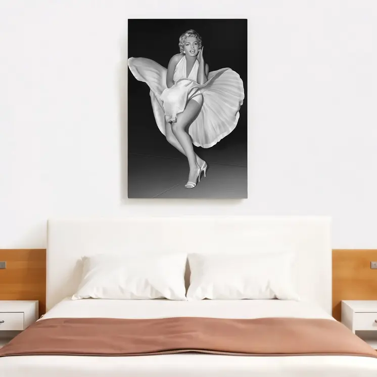 White Dress of Marilyn Monroe Gold Framed Wall Art