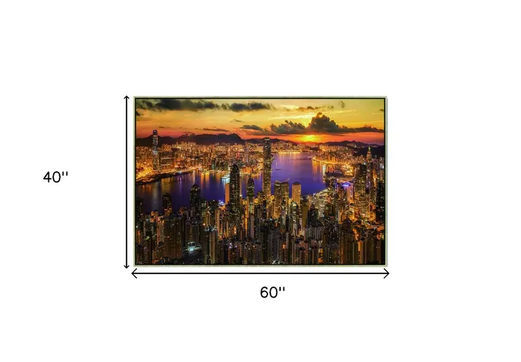 Victoria Harbor At Sunset Black Framed Wall Art