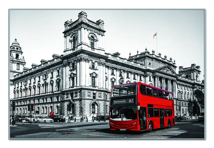Double Decker in London Silver Framed Wall Art