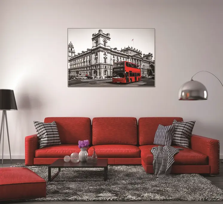 Double Decker in London Silver Framed Wall Art