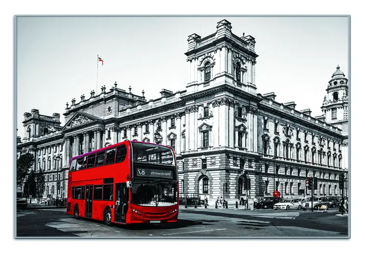 Double Decker in London Silver Framed Wall Art