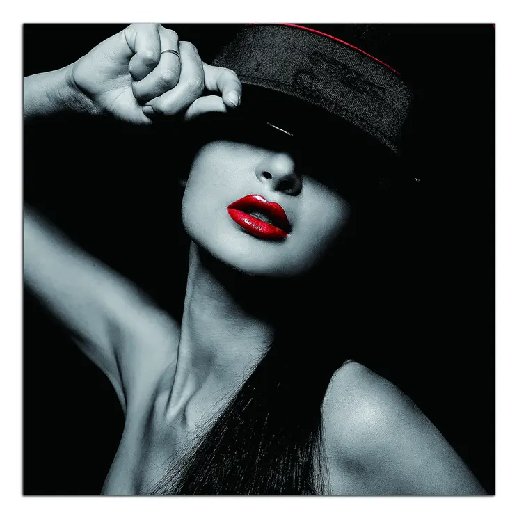 Seductive Woman With Hat Unframed Acrylic Wall Art