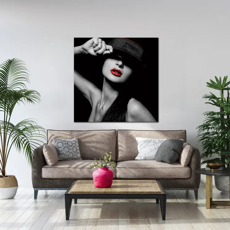 Seductive Woman With Hat Unframed Acrylic Wall Art