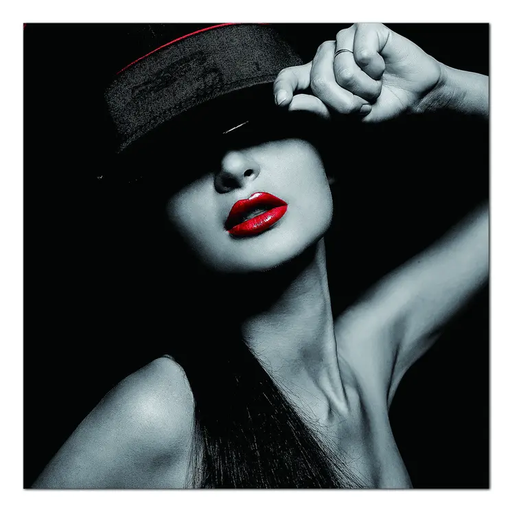 Seductive Woman With Hat Unframed Acrylic Wall Art