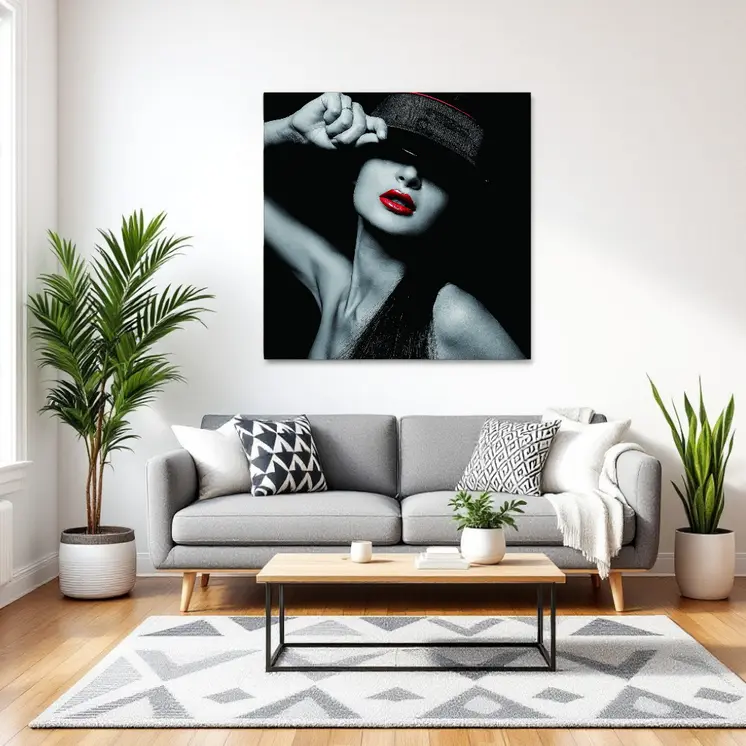 Seductive Woman With Hat Unframed Acrylic Wall Art