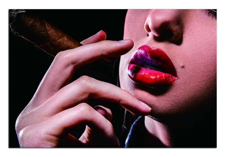 Seductive Woman With Cigar Unframed Acrylic Wall Art