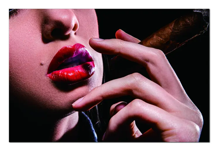 Seductive Woman With Cigar Unframed Acrylic Wall Art