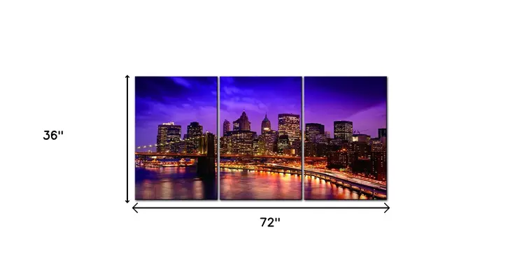 Set Of Three New York Skyline Unframed Acrylic Wall Art
