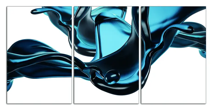 Set Of Three Abstract Blue Water Unframed Acrylic Wall Art