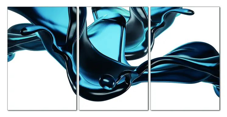 Set Of Three Abstract Blue Water Unframed Acrylic Wall Art