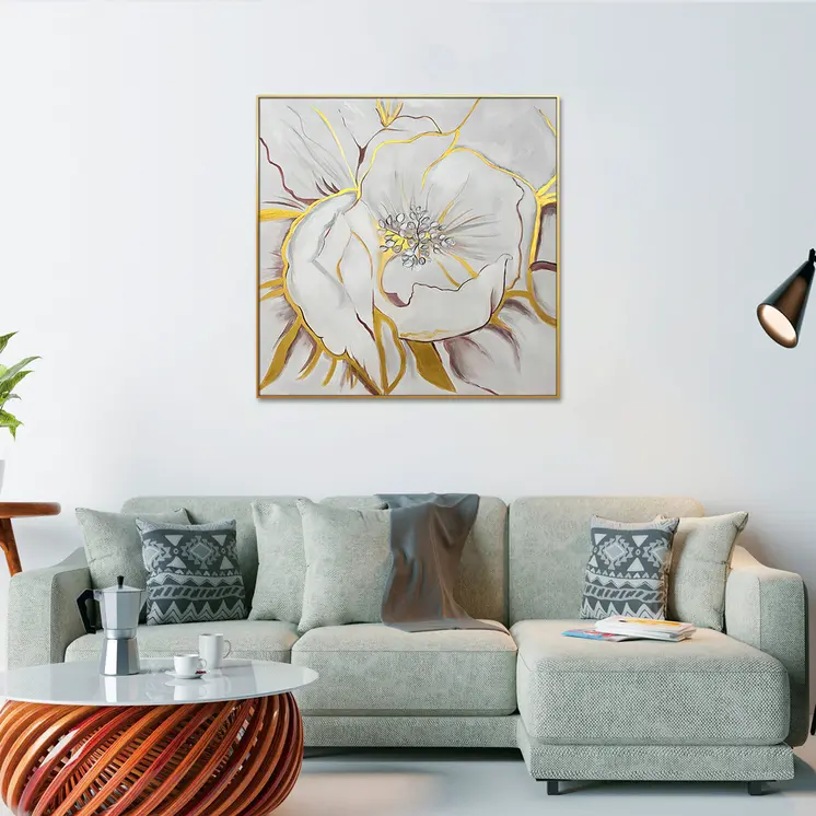 Gilded Petal Perspective Gold Framed Oil Painting Wall Art