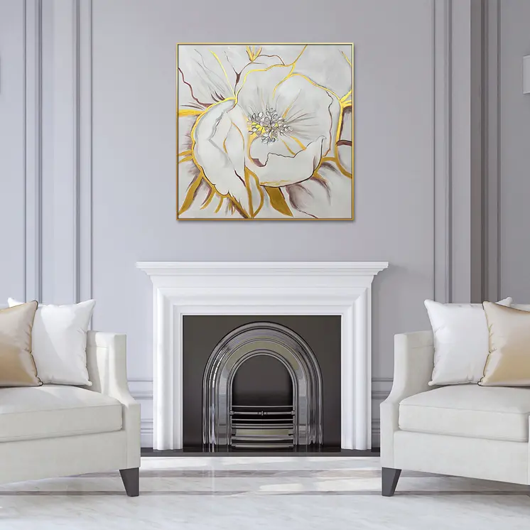 Gilded Petal Perspective Gold Framed Oil Painting Wall Art